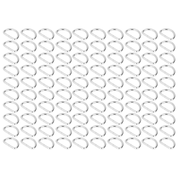 100 st D-ringar Slitstark Bärbar Lätt utbytbar Bekväm Praktisk kompakt väska Spännen för halsbandSilver 2x15x10mm