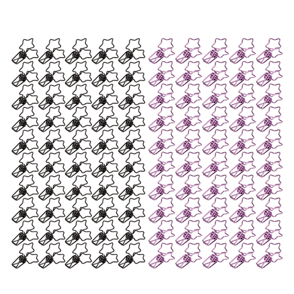 100 stk. Permklips Svart Lilla Stjerneform Sterk Klemkraft Metall Permklips Hul Lang Haleklips