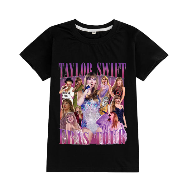 Barn Taylor Swift T-shirt Print Kortärmad T-shirt Toppar Swiftie Fans Konsertpresenter 170cm Black 1#