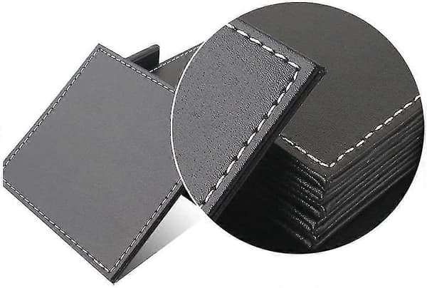 Set med 6 svarta läderunderlägg