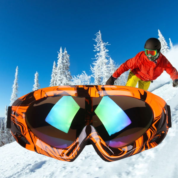 Farverige Skibriller til Voksne Børn Enkeltlags Professionelle Skibriller Snowboard Goggles Udendørs Cykling Motorcykel Skate Goggles