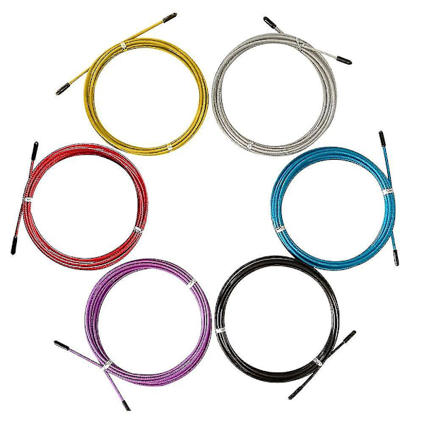 Speed Jump Rope Rostfritt Stål Ersättningskabel Set - 6 Pack (Guld, Röd, Silver)