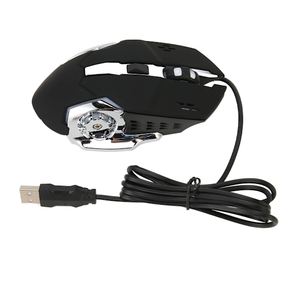 Trådbunden Spelmus USB Optisk Datormus med RGB-Bakgrundsbelysning 4 Justerbara DPI Upp till 3600 Bärbar Tyst Mus för Windows 7 8 10 XP Svart