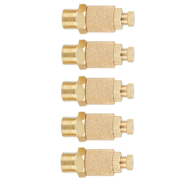 【NX】5 stk/sett Messing pneumatisk lyddemper Luftstrømhastighetskontroll 1/8 BSP-ventil
