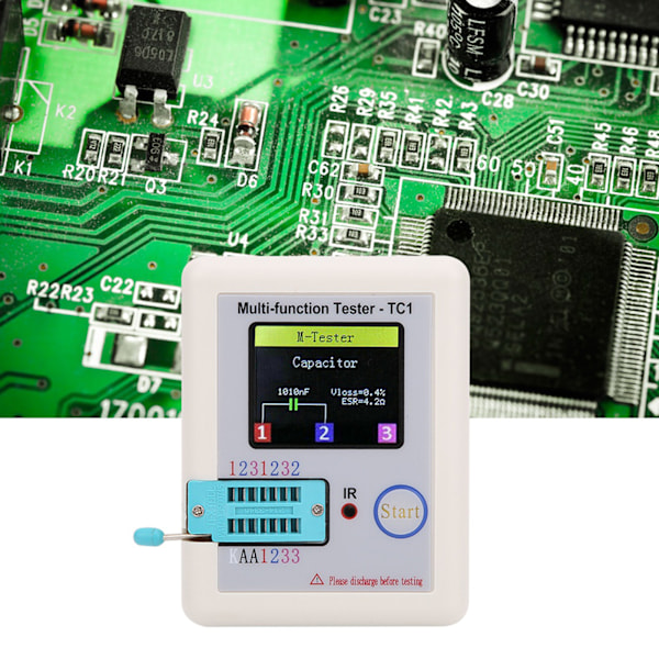 Multifunksjonell transistortester 1,8-tommers TFT-skjerm LCR-TC1 for kondensatorer, dioder