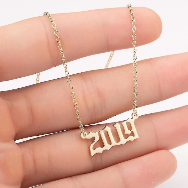 1980-2019 Fødselsår nummer Charm vedhæng rustfrit stål kæde halskæde smykker Golden 1991
