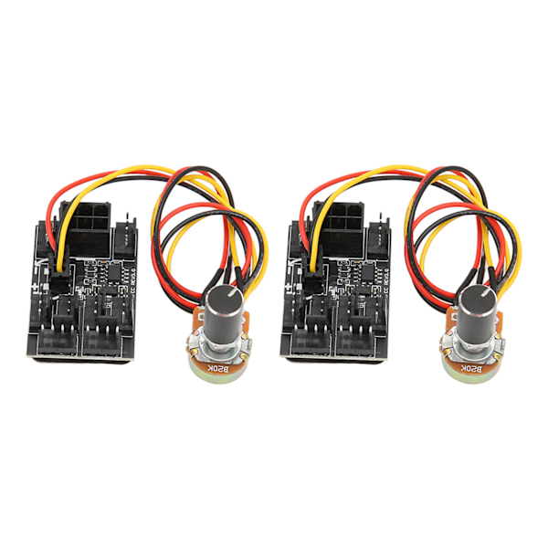 2 stk PC-vifte-styring 3-pin 4-pin vifteadapter PWM PC-kabinett kjøleviftehub 8-veis splitter 12V hastighetsstyring