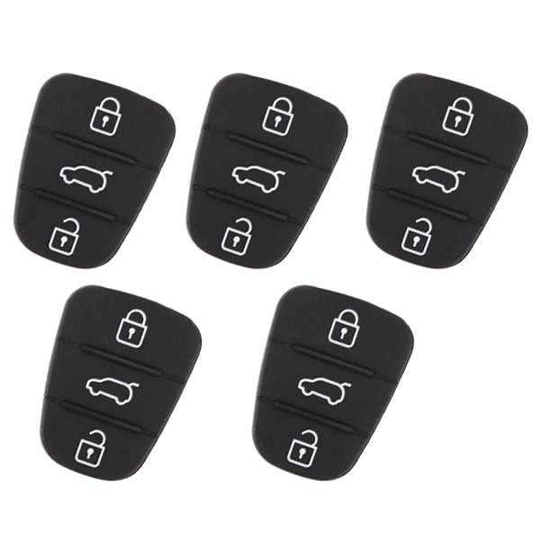 5 stk udskiftningsnøglehuse af gummi 3-knapsdyna Passer til Hyundai Passer til Kia (uden bogstav)