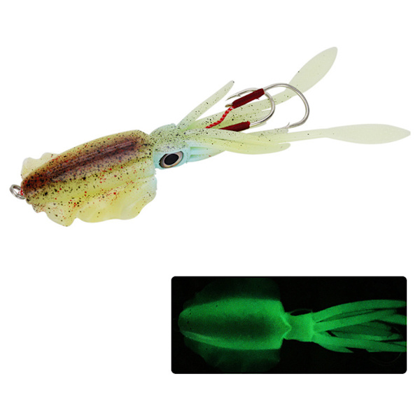 Blyhaltigt fiskebete Mjukt bläckfiskfiskedrag Simulering Lysande bete