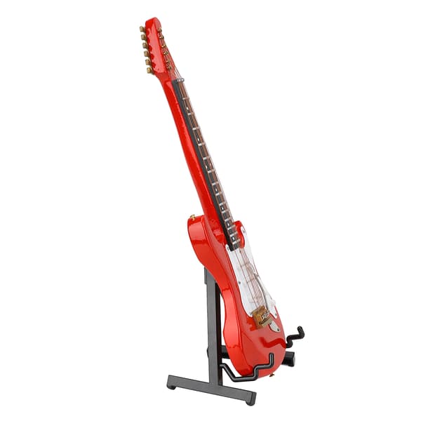 Miniatyr röd elektrisk gitarr modell musikinstrument hantverk prydnad gåva