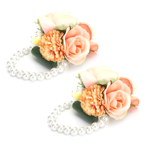 2 stk/pose Brudesvenninne håndledsblume kunstig håndblomst for bryllupsdag Cocktailparty Orange