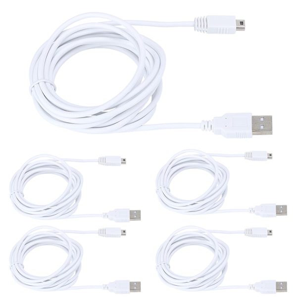 5 stk 3m USB-datakabel for WIIU-spillkonsoll Ladeledning Spilltilbehør