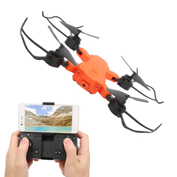 Minidrone til Børn 4K Dobbelt Kamera RC Quadcopter Foldbar Drone Legetøj Understøtter Headless Mode Orange
