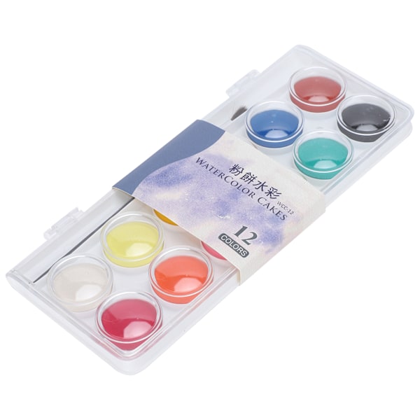 2 Sæt Solid Akvarel Maling Multi Farve Børns Tegning Skitsering Pigment Kunstforsyninger 12 Farver
