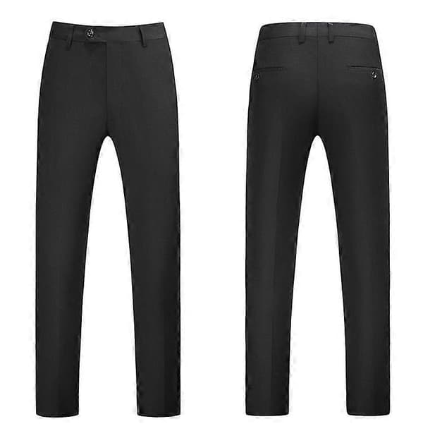 Herrebukser i klassisk passform, rette, flat front, passer til vanlige bukser S black