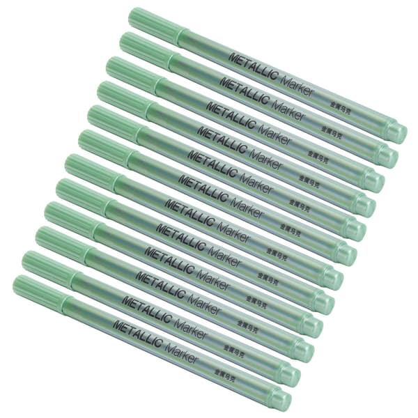 12 st Metallic Marker Målarpenna Enkel Färg Permanent Bläck Extra Fin Spets Konstmaterial Grön