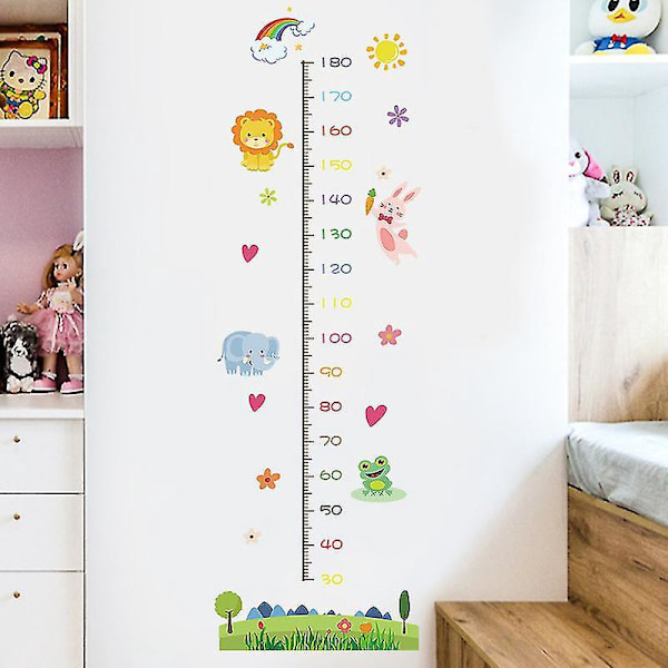 Cartoon Animal Growth Chart Wall Sticker for Kids Room Nursery Decor