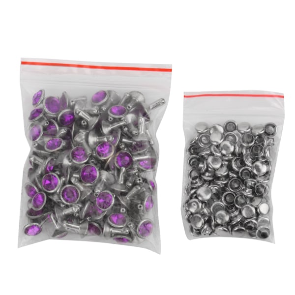 B Akryldiamant 8 mm Dekorativt gör-det-själv-tillbehör tillbehör 8 mm Silverkant Kristalllila