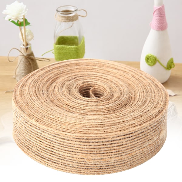 10 meter lång 2,5 cm bredd jute säckväv bandspole för hembröllopsdekoration