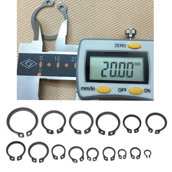 175 Styck C Clip 65Mn fjäderstål Invändig extern låsring sortimentsset￠6-￠25
