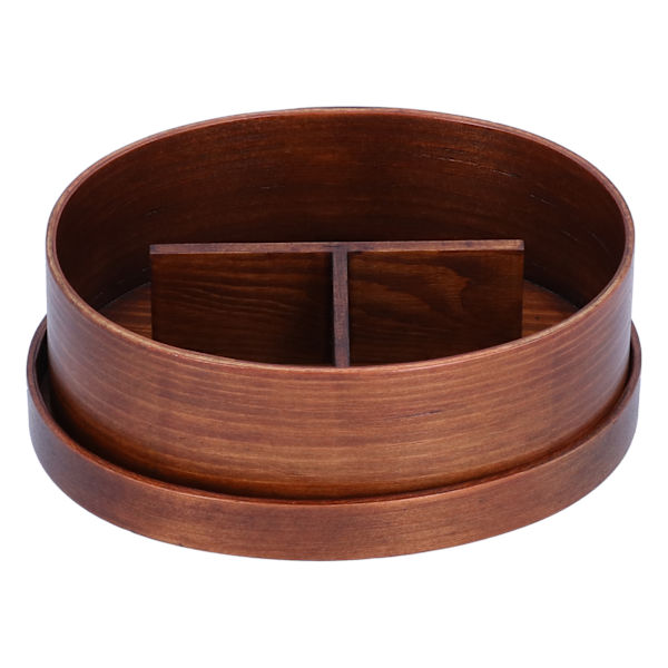 Oval form Bento Box Trä Sushi Lunchbox Matförvaringsbehållare för vuxen studentarbetare