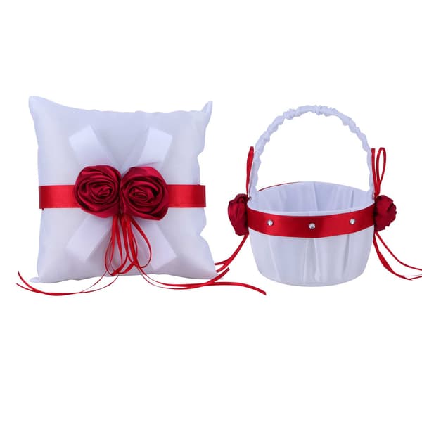 Bröllop Hand Korg Set Blomkorg och Ring bärare kudde Kompatibel med bröllop