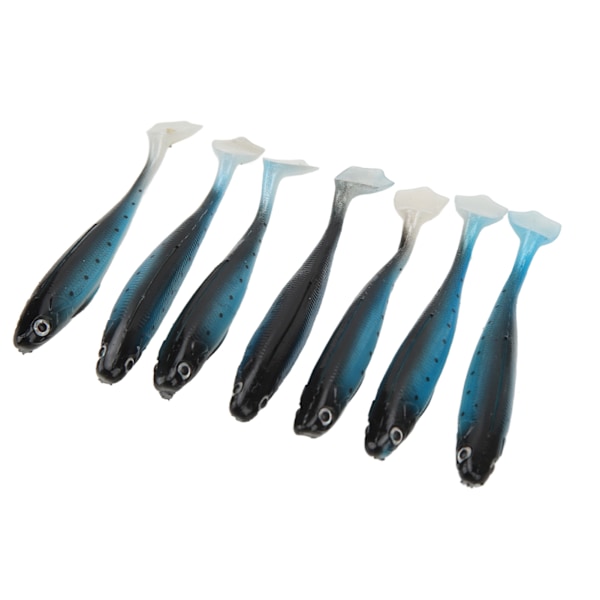 7ST T Tail Fish Bete 10cm 5,5g 3D Eyes Färgglada Glitter Artificiellt mjukt bete för saltvatten sötvattensfiske Typ 1