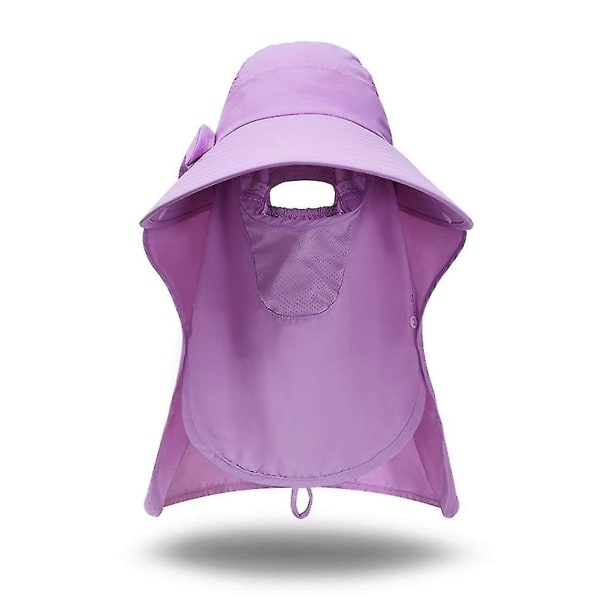 Kvinders solhætte Upf+50 Aftagelig klap med bred skygge Solbeskyttelse vandrehatte Purple