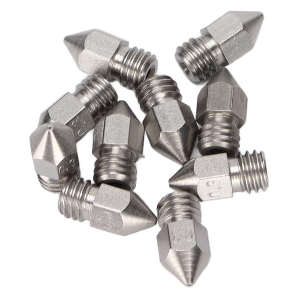 10 stk 3D-printer dyser MK8 Rustfrit stål 1,75 mm Ekstruder Print Hoveddele Tilbehør 0,3 mm
