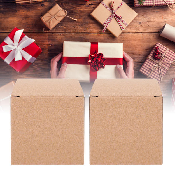 50 ST Kraftpapperslåda Vikbar Retro presentförpackning Hantverkskartongset för jul / bröllop50st papperskartong / set (utan hamparep)