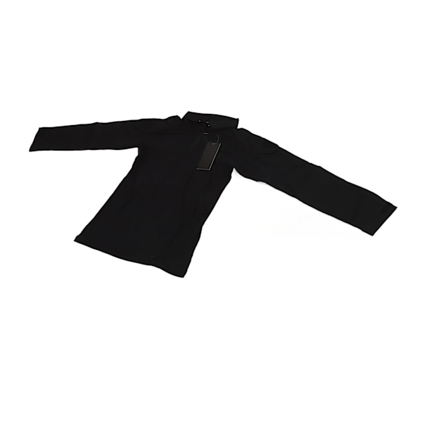 Combattröja med lång ärm, dragkedja, unisex, bomullspolyester, andningsbar med armbågspads, axelficka, stridskläder för cosplay, svart, L