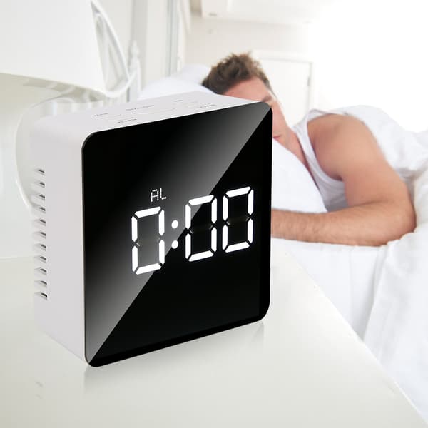 【NX】Multifunktionel LED-vækkeur Desktop Makeup Spejl Timer Digitalt ur