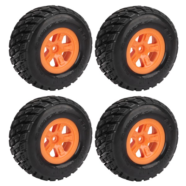 4 stk 1/10 Kort lastebil vei flat kjøring dekk vei hjul RC hjulsett for HOBAO 10SC Slash Orange