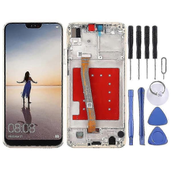 LCD-skærm med ramme til Huawei P20 Lite / Nova 3e (sort) Gold