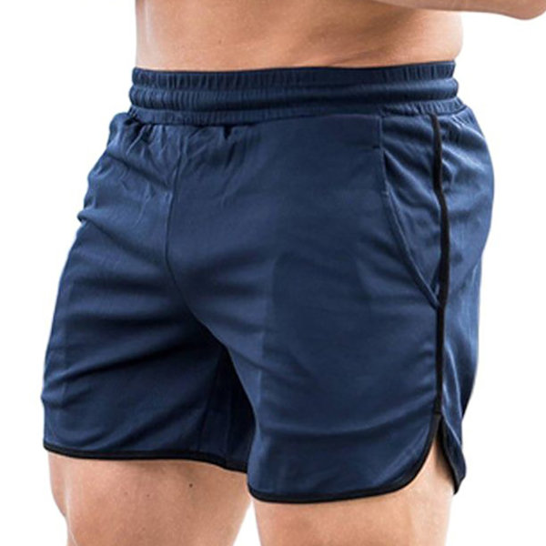 Sportsshorts til mænd, hurtigtørrende meshstof, atletiske shorts til mænd med snørelukning, trænings- og løbeshorts til mænd, marineblå L