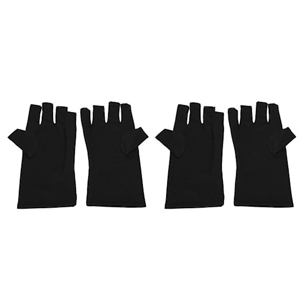 2 par UV-handskar Fingerlösa Utmärkt Elasticitet Art UV-blockeringshandskar för Nagelgeltork Svart