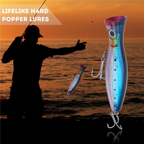 Fiske lockar verklighetstrogna Popper Bait Swimbaits med diskantkrok (lila&blå)