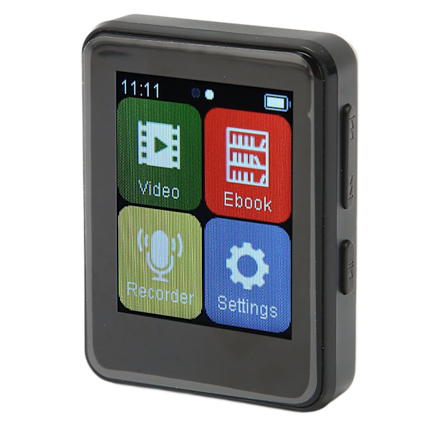 MP3-spiller Bluetooth 5.0 Intelligent HD Støyreduksjon FM-radio E-bok 1,8 tommers full berøringsskjerm MP3-spiller Svart 32 GB minnekort