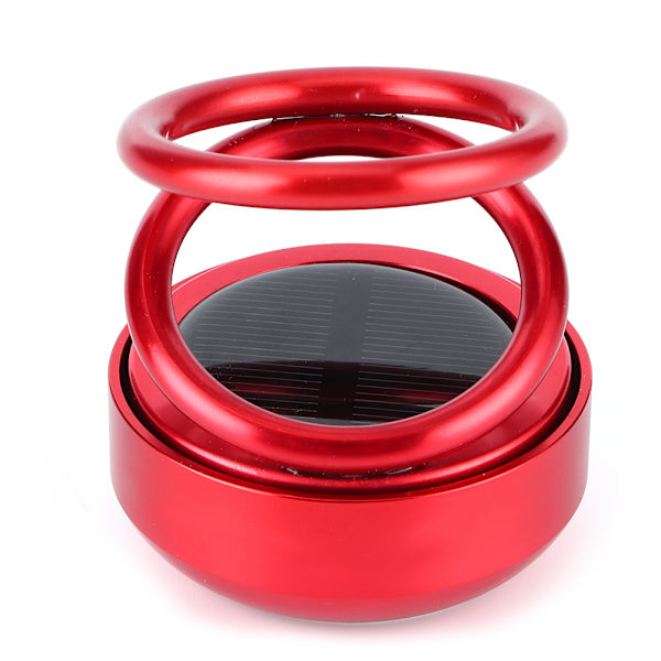 Billuftfräschare Solenergi Roterande Lukt Eliminator Aromaterapi Diffusor W/Dubbel Ring Röd