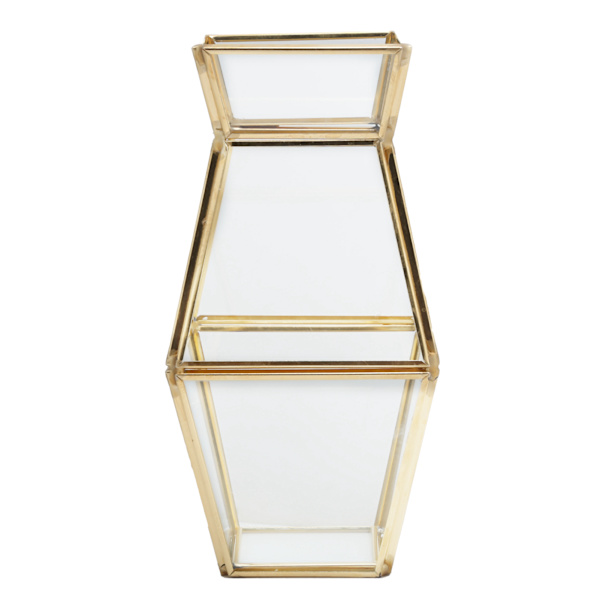 Geometrisk förvaringsbehållare av glas Inbäddad kopparremsa Vasformad blomkruka Planthållare