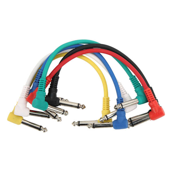 6st Gitarreffektkabel rätvinklig Universal Instrument Patch-kablar för pedaler 6,35 mm