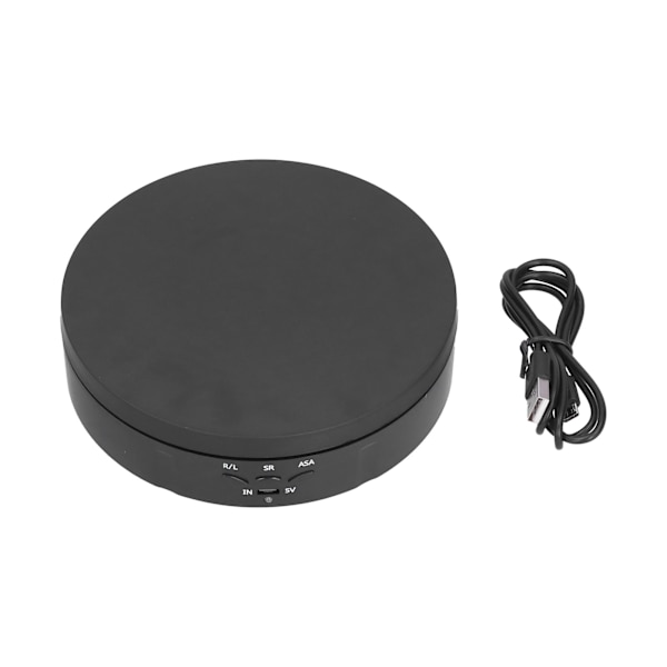 145 mm 360° rund automatiskt roterande displaystativ 3 hastighetskontroll USB-driven smyckeskiva för utställningSvart