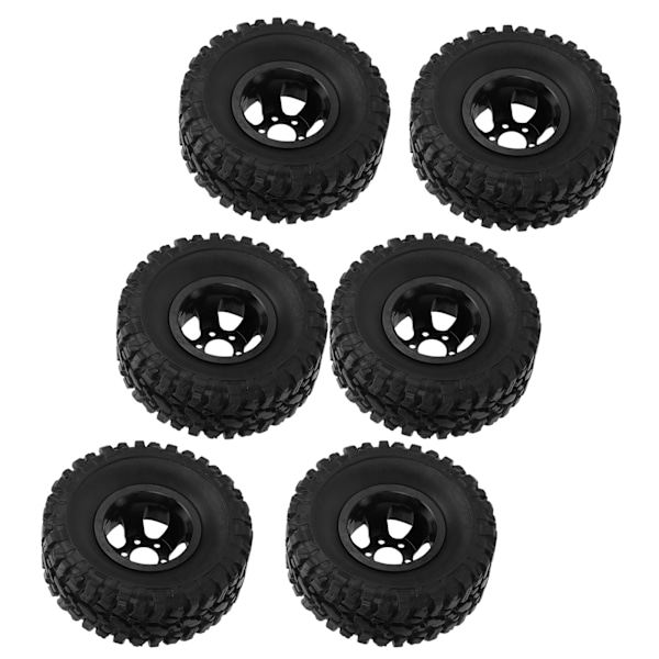 RC gummidäck med aluminiumlegering hjulnav för WPL C14 C24 C34 C44 B14 B24 B16 B36 4WD bilmodell Svart