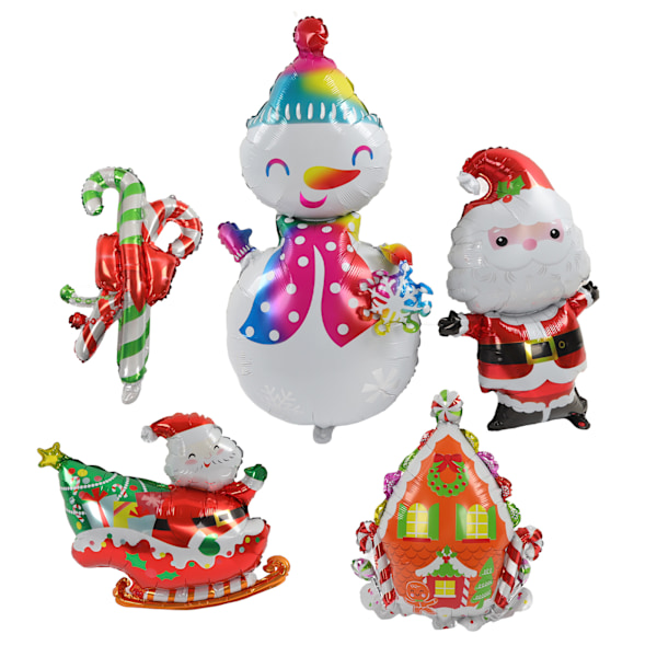 Jul Folieballonger Jultomten Släde Jultomten Snögubbe Candy House Julballonger Dekoration Kit