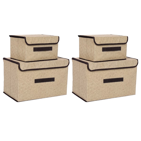 4 kpl Non Woven säilytyslaatikot Pölynkestävä taittuva kaksi suurta ja kaksi pientä kotitalouksiin Beige