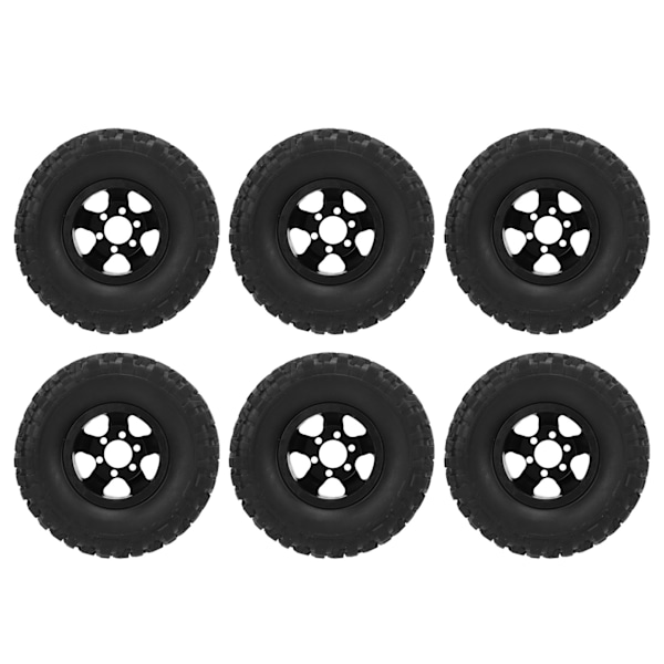 RC gummidæk med aluminiumlegeringsfælge til WPL C14 C24 C34 C44 B14 B24 B16 B36 4WD modelbil Sort