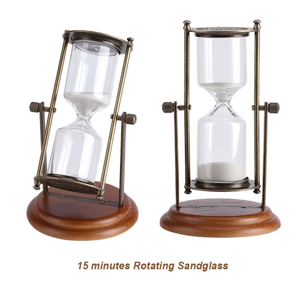 15 minuter Metall Roterande Sand Glas Timer Klocka Timglas Bord Prydnad Heminredning Present