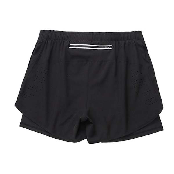 Mænds Hurtigtørrende Dobbeltlags Sports Shorts XL Sort Fitness Bukser