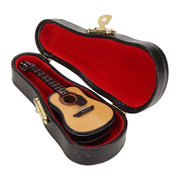 Musikinstrument Slagstift Gitarrformad Miniatyrinstrument Slagbrosch Stift Dekoration Sammetsfodrad Ask