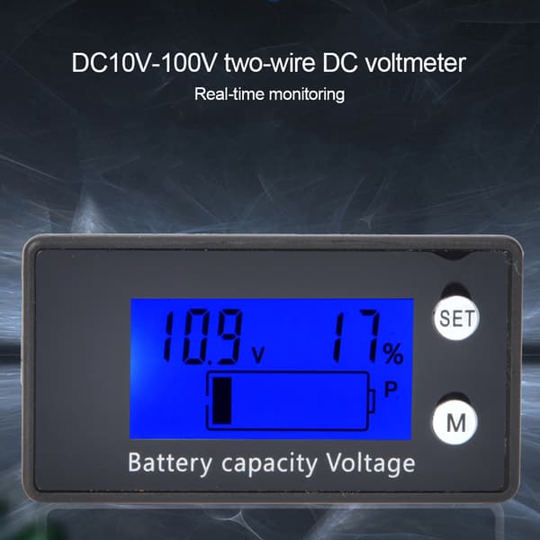 LCD Digital Voltmeter Medium Bærbar Batterispændingsudstyr Industriværktøj DC 10-100V(10-100V) Blå